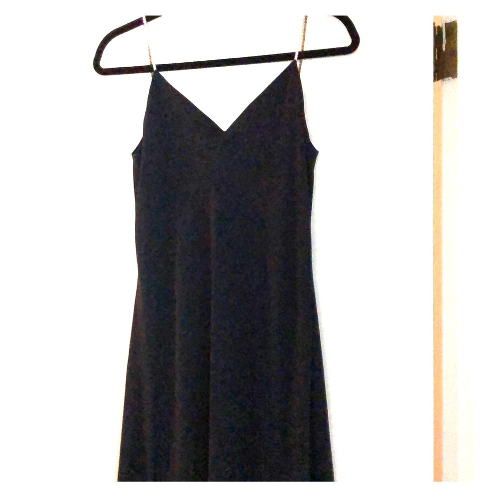 Formal Navy Satin Dress!  Drop Back!